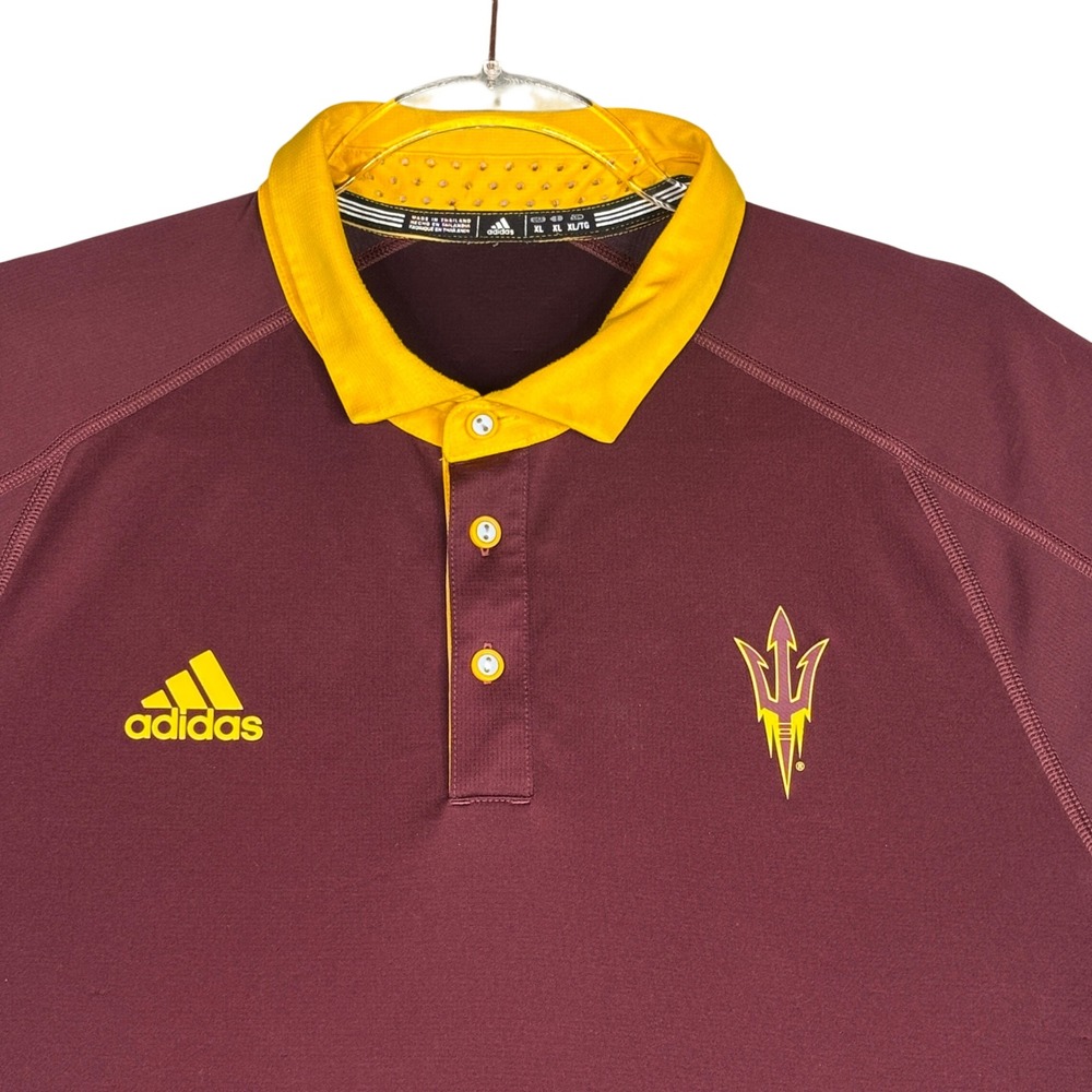 Adidas Mens ASU Sun Devils Climachill Polo Shirt XL Maroon Gold Arizona State